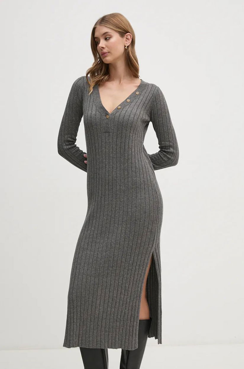 Pepe Jeans rochie IZABEL DRESS culoarea gri, midi, mulata, PL953586