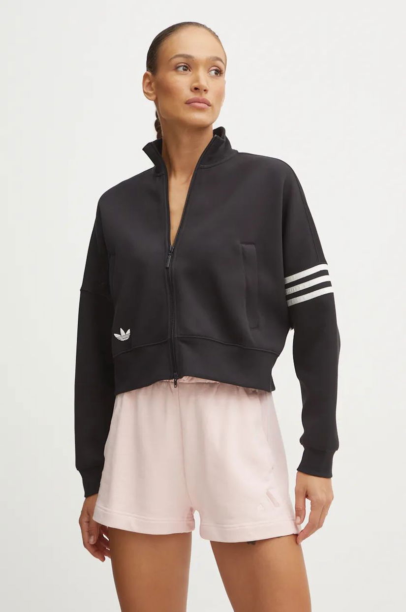 adidas Originals bluza Neuclassics CL Tracktop femei, culoarea negru, cu imprimeu, IW5601