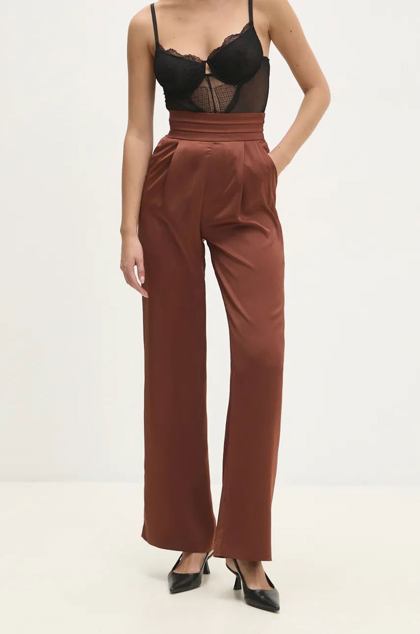 Answear Lab pantaloni femei, culoarea maro, lat, high waist