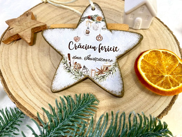 Glob steluta personalizat din lemn - Cozy Christmas