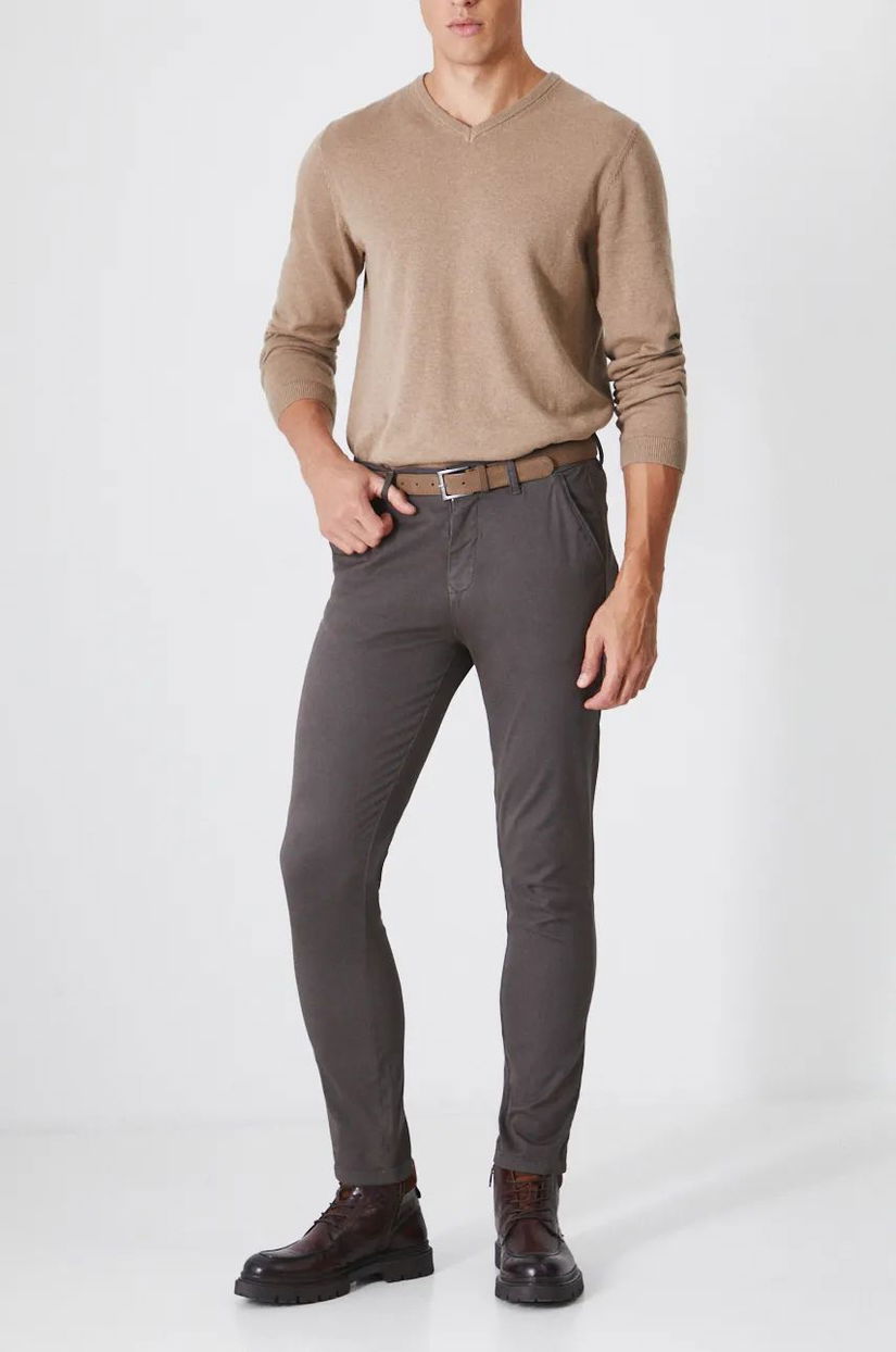 Medicine pantaloni barbati, culoarea gri, cu fason chinos