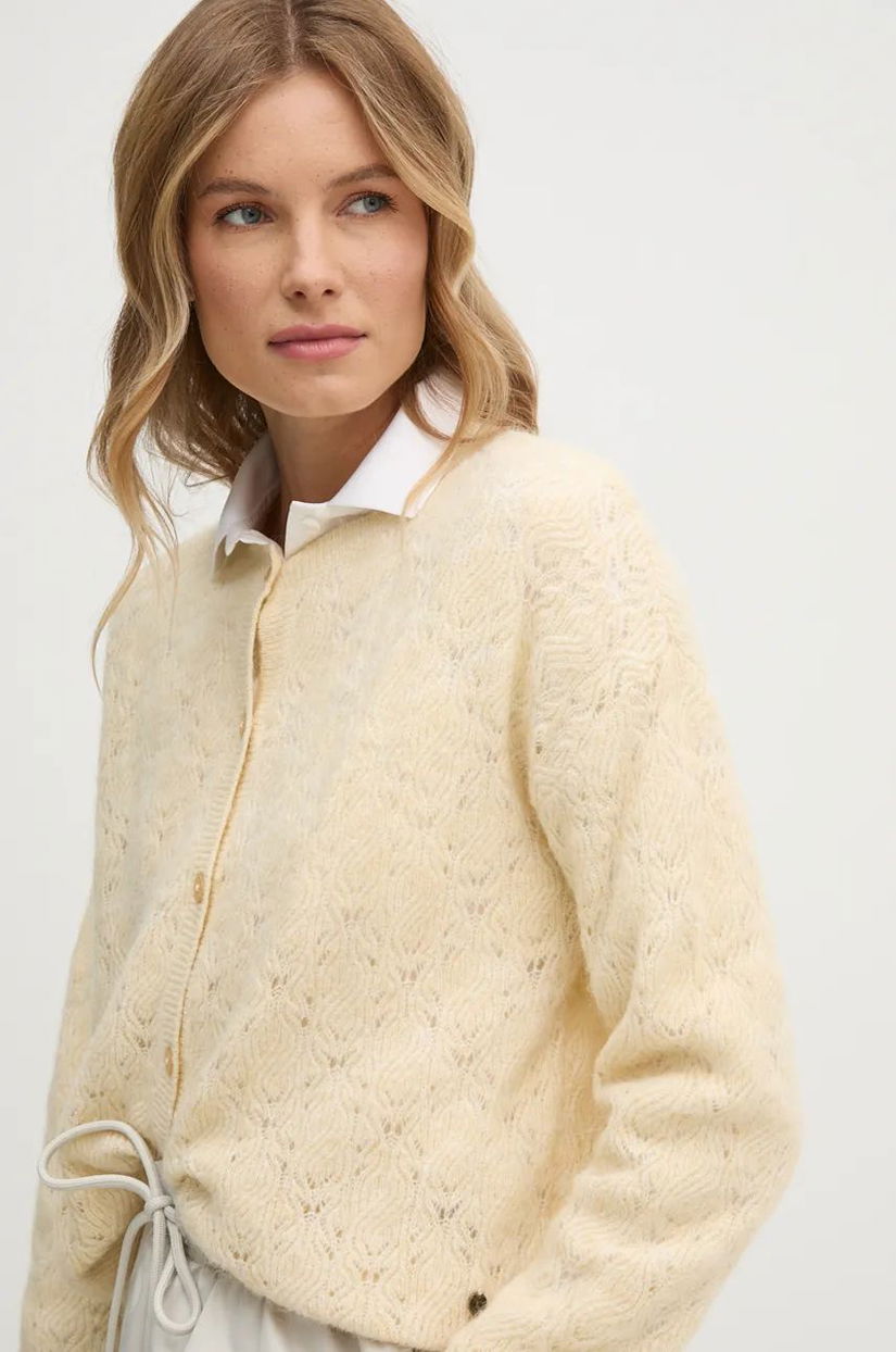 Pepe Jeans cardigan din amestec de lana HELEN CARDIGAN culoarea bej, light, PL702228