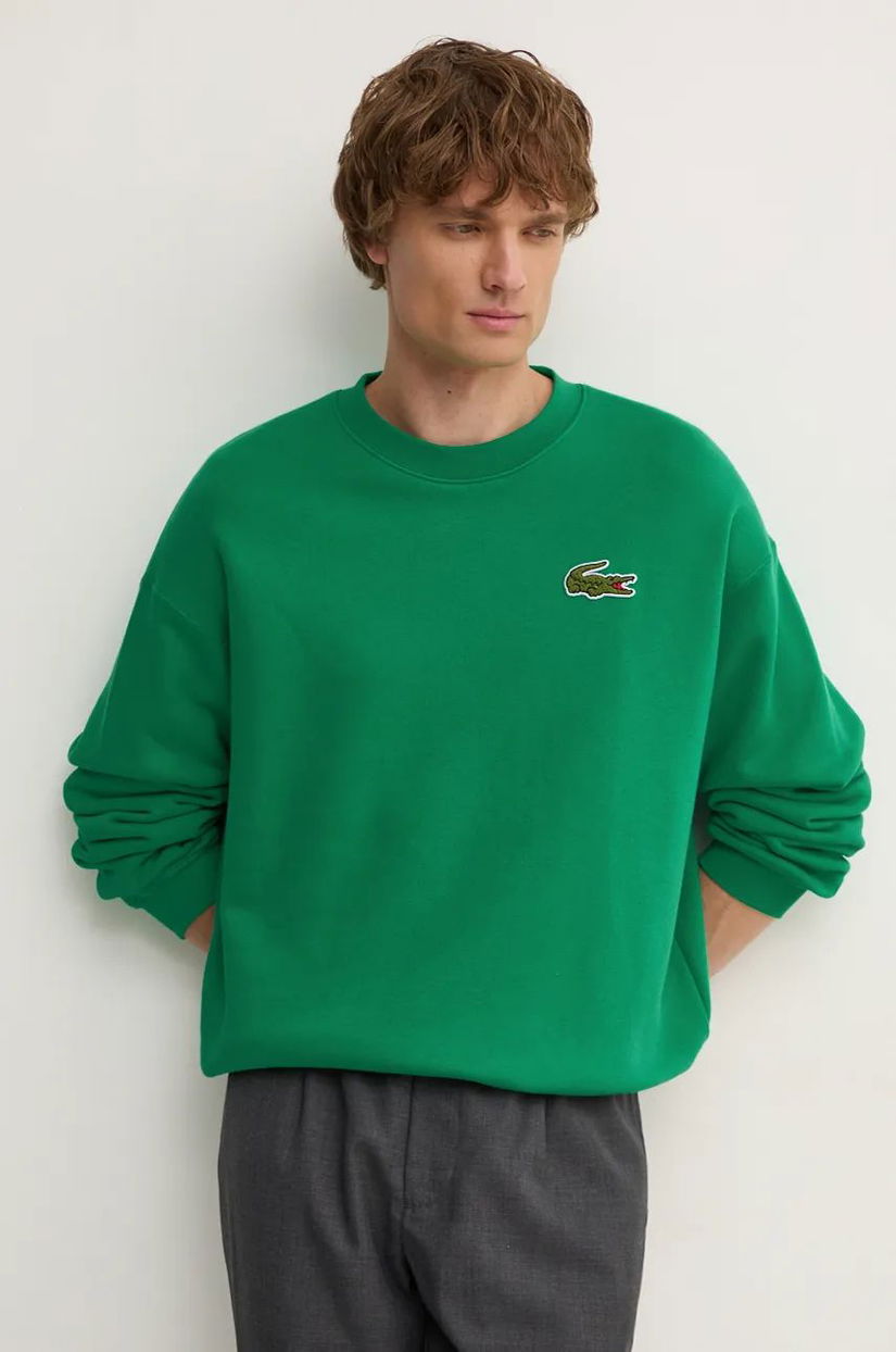 Lacoste bluză barbati, culoarea verde, neted, SH2741