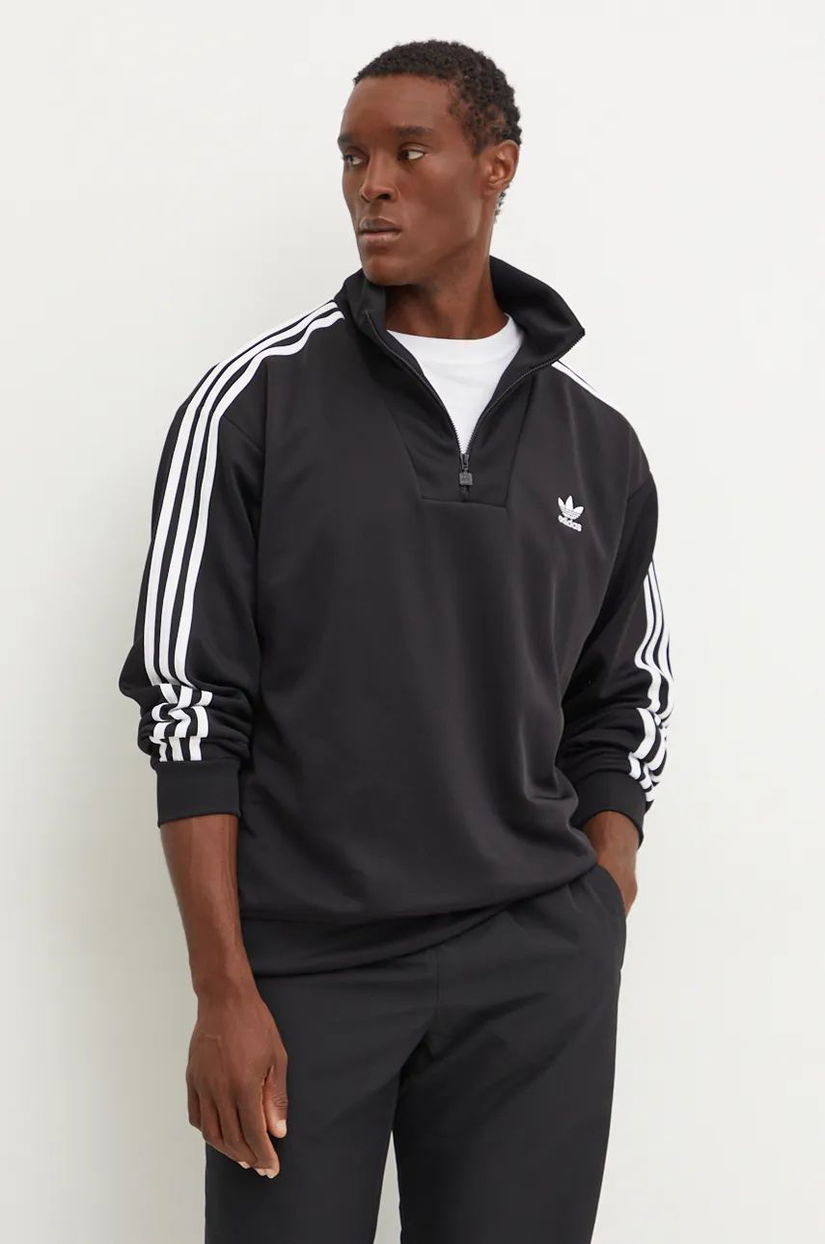 adidas Originals bluza Funnelneck Tracktop barbati, culoarea negru, cu imprimeu, IZ4803