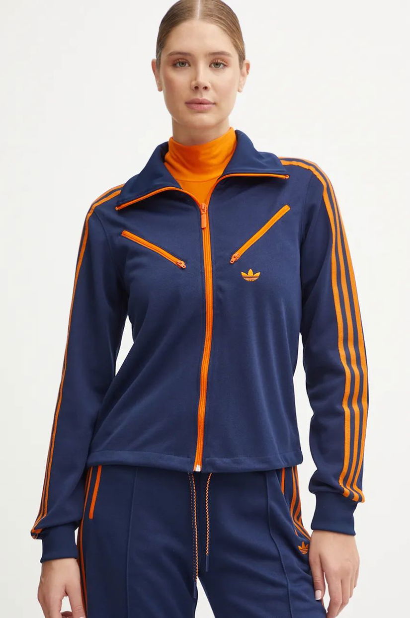 adidas Originals bluza Montreal Tracktop femei, culoarea albastru marin, cu imprimeu, JL9630