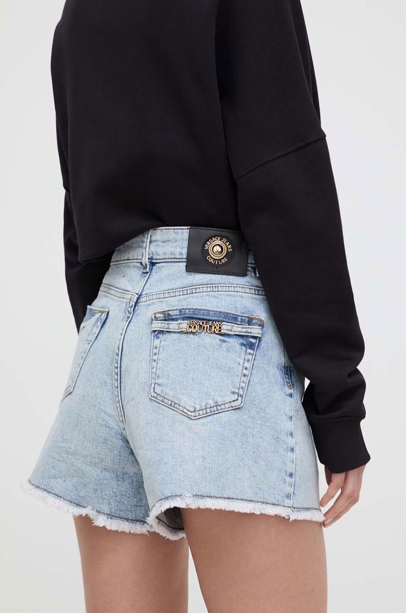 Versace Jeans Couture pantaloni scurti jeans femei, neted, high waist