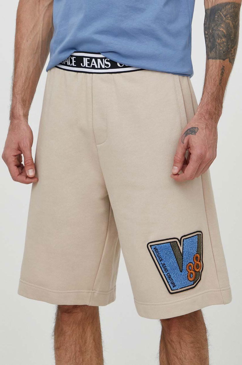 Versace Jeans Couture pantaloni scurti din bumbac culoarea maro