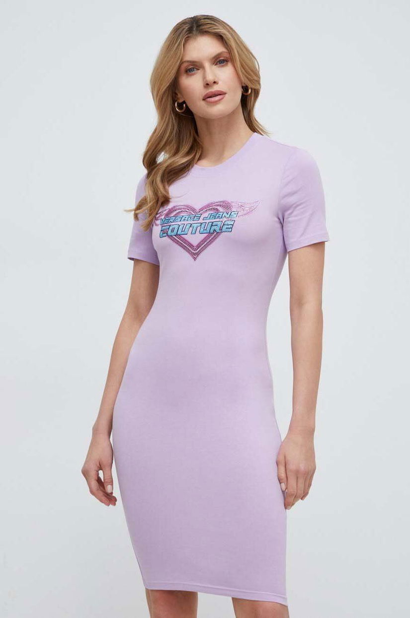 Versace Jeans Couture rochie culoarea violet, mini, mulata