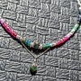 Colier argint opal de foc etiopian negru rubin safir smarald ombre  lant argint brioleta gradient minimalist boho chic trendy - Transport gratuit
