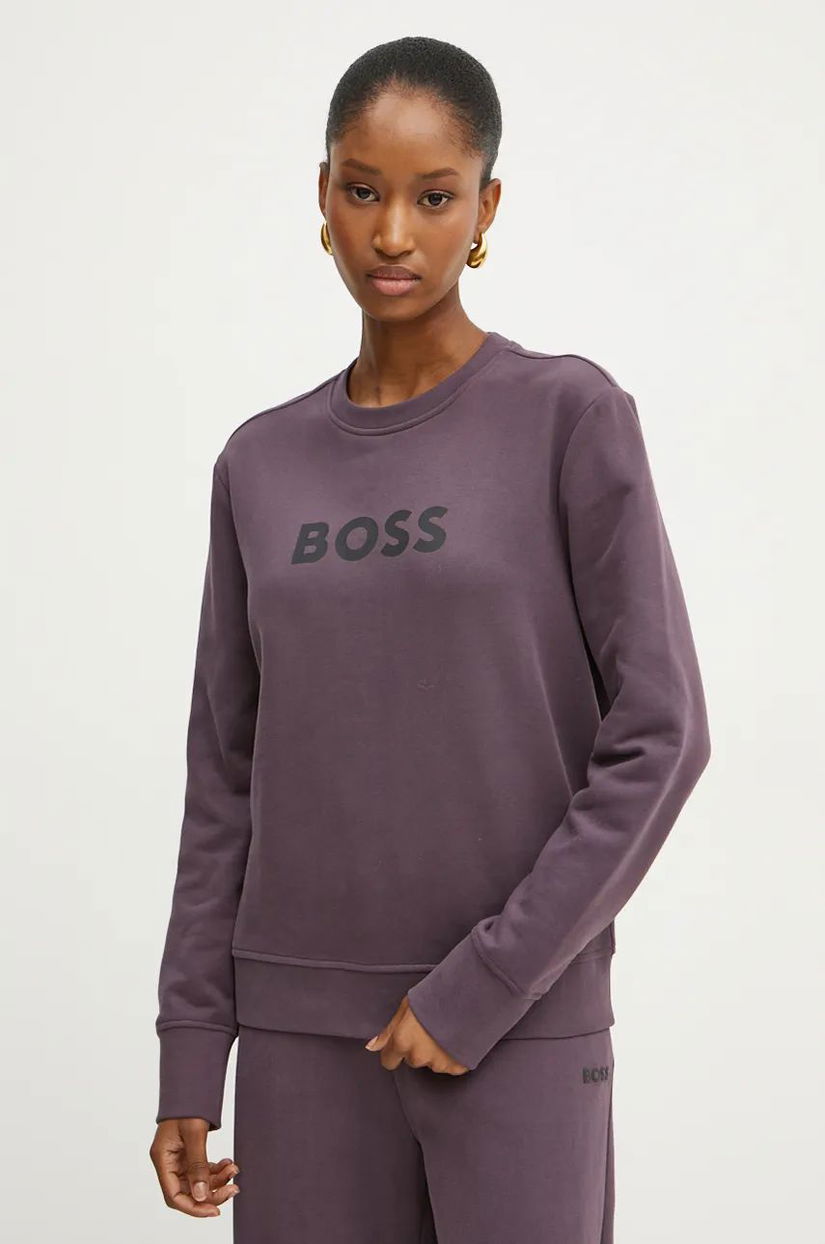 Boss Orange hanorac de bumbac BOSS ORANGE femei, culoarea roz, cu imprimeu