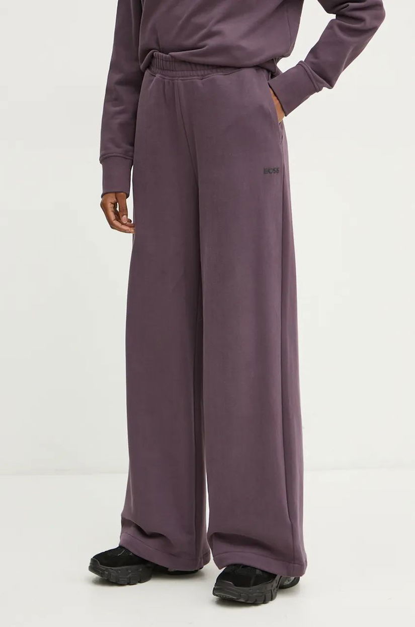 Boss Orange pantaloni de trening din bumbac culoarea violet, neted, 50524453