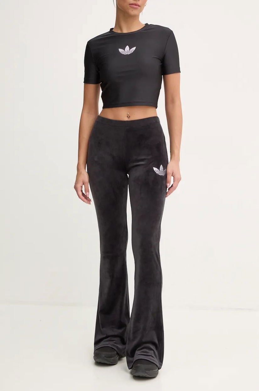 adidas Originals pantaloni de trening din velur Bling Flares culoarea negru, neted, IY5468