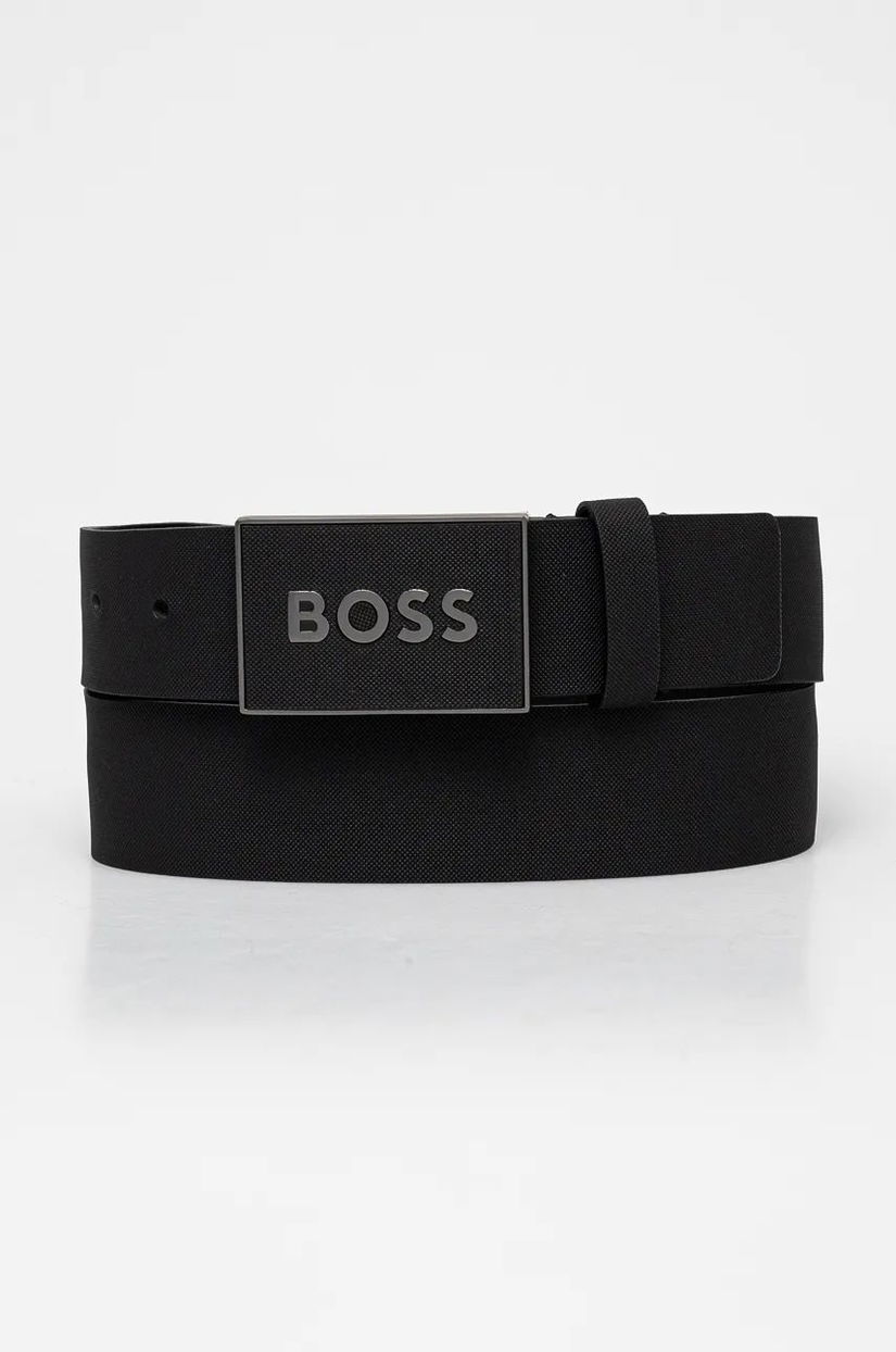 BOSS curea de piele barbati, culoarea negru