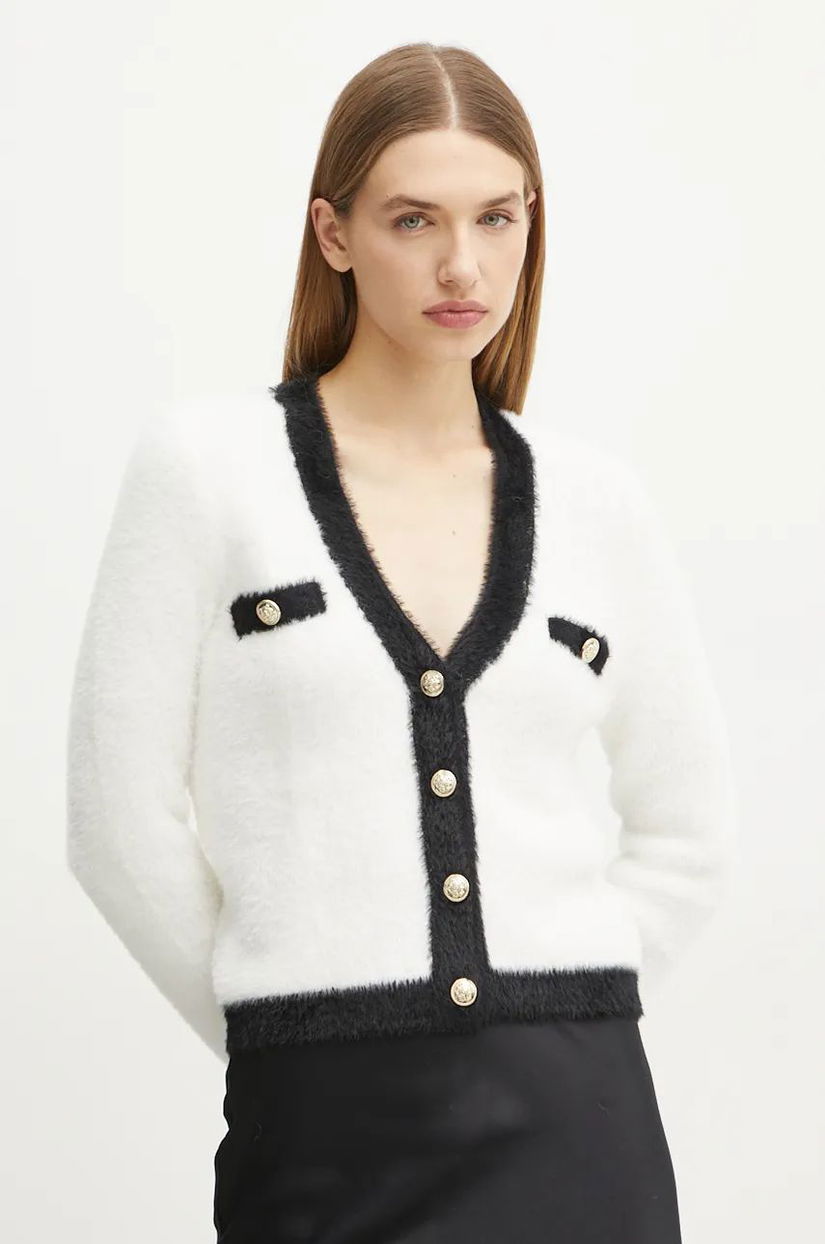 Morgan cardigan MOGUIN femei, culoarea alb, MOGUIN