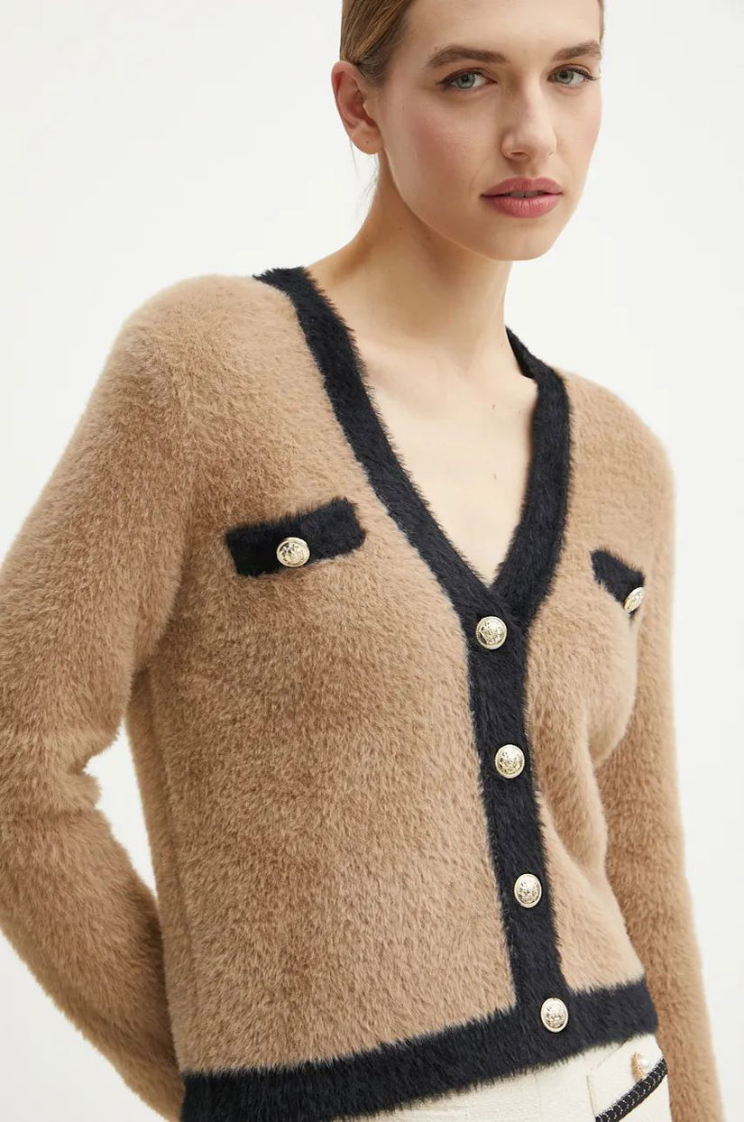 Morgan cardigan MOGUIN femei, culoarea bej, MOGUIN