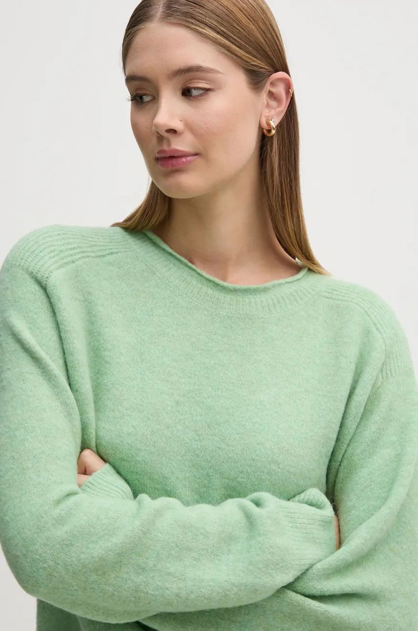 Pepe Jeans pulover din amestec de lana IRMA CREW NECK femei, culoarea verde, light, PL702192