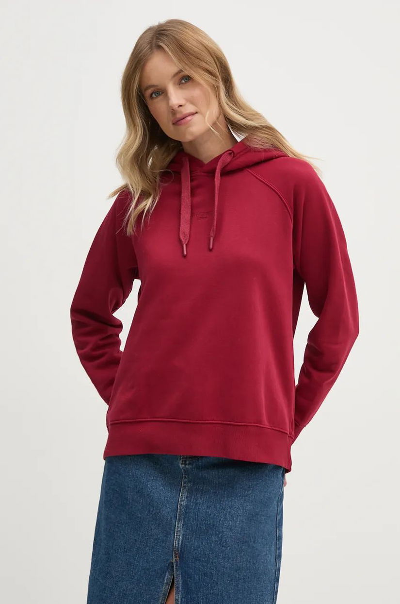 Pepe Jeans bluza FELICITY HOODIE femei, culoarea rosu, cu glugă, neted, PL581462