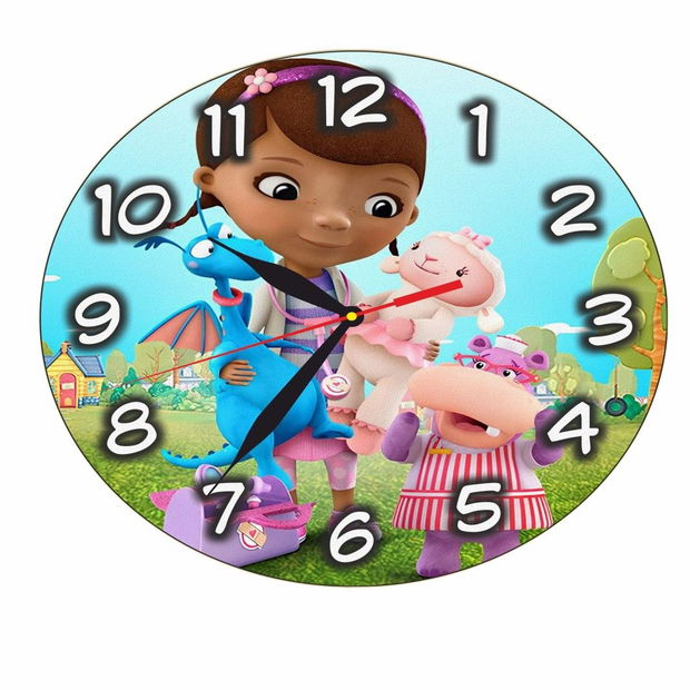 Ceas Disney, Doctorita Plusica, Doc McStuffins, Lemn, 40 cm, CSDUV011