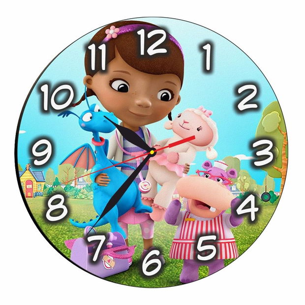 Ceas Disney, Doctorita Plusica, Doc McStuffins, Lemn, 40 cm, CSDUV011