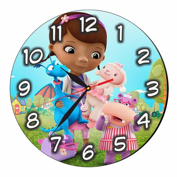 Ceas Disney, Doctorita Plusica, Doc McStuffins, Lemn, 40 cm, CSDUV011