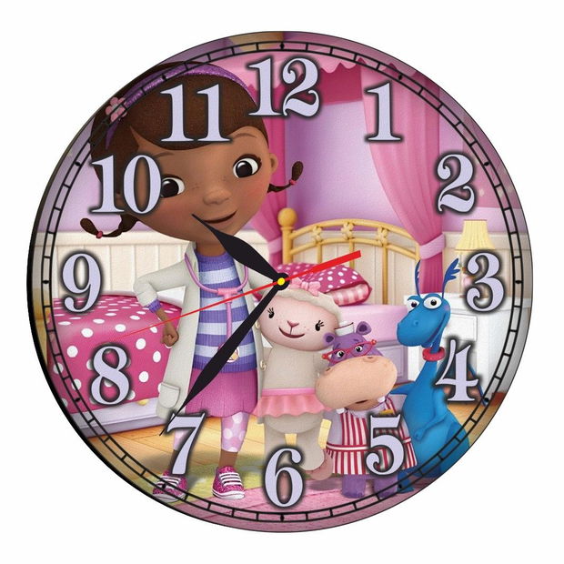 Ceas Disney, Doctorita Plusica, Doc McStuffins, Lemn, 40 cm, CSDUV012