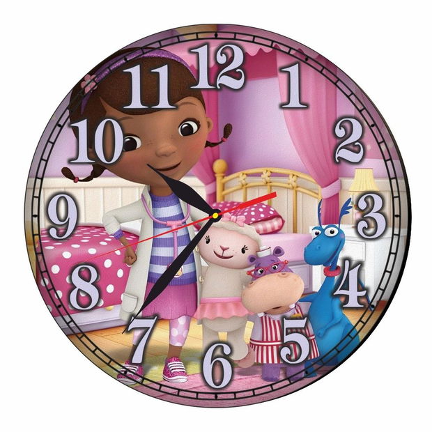 Ceas Disney, Doctorita Plusica, Doc McStuffins, Lemn, 40 cm, CSDUV012