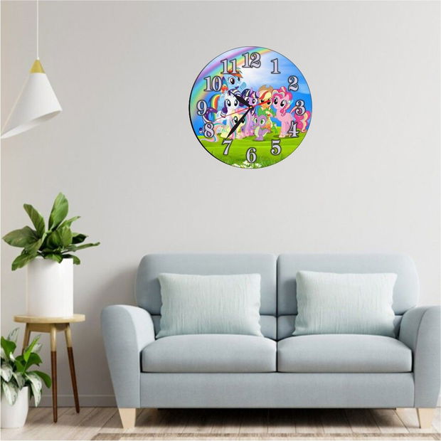 Ceas Disney, Micii mei Ponei, My Little Pony, Lemn, 40 cm, CSDUV033