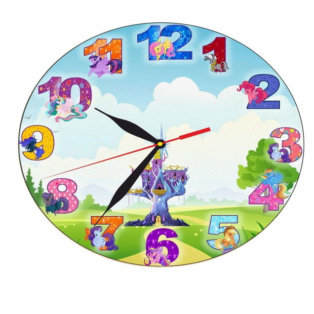 Ceas Disney, Micii mei Ponei, My Little Pony, Lemn, 40 cm, CSDUV036