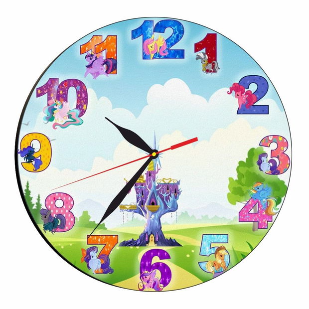 Ceas Disney, Micii mei Ponei, My Little Pony, Lemn, 40 cm, CSDUV036