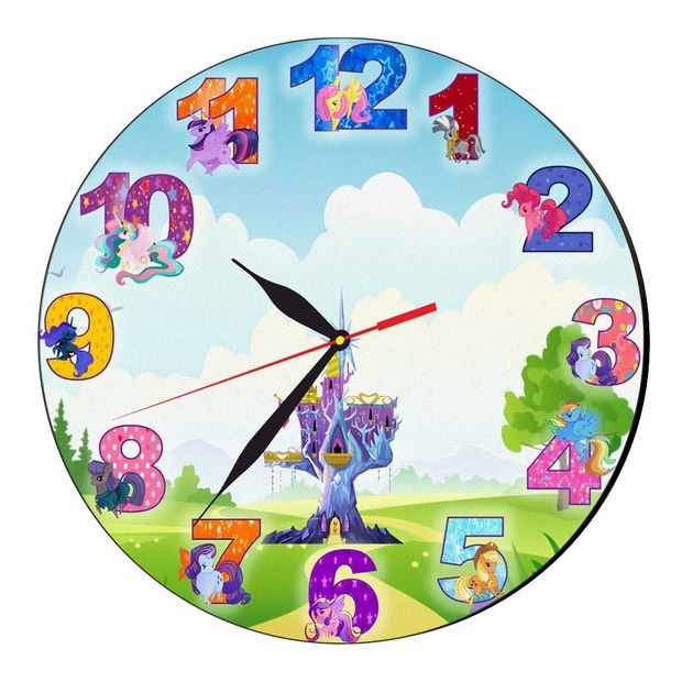 Ceas Disney, Micii mei Ponei, My Little Pony, Lemn, 40 cm, CSDUV036