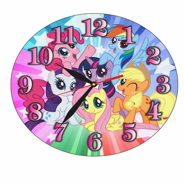 Ceas Disney, Micii mei Ponei, My Little Pony, Lemn, 40 cm, CSDUV037