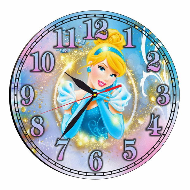 Ceas Disney, Cenusareasa, Cinderella, Lemn, 40 cm, CSDUV046