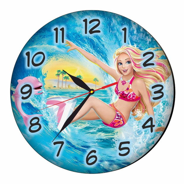 Ceas Disney, Barbie, Lemn, 40 cm, CSDUV051