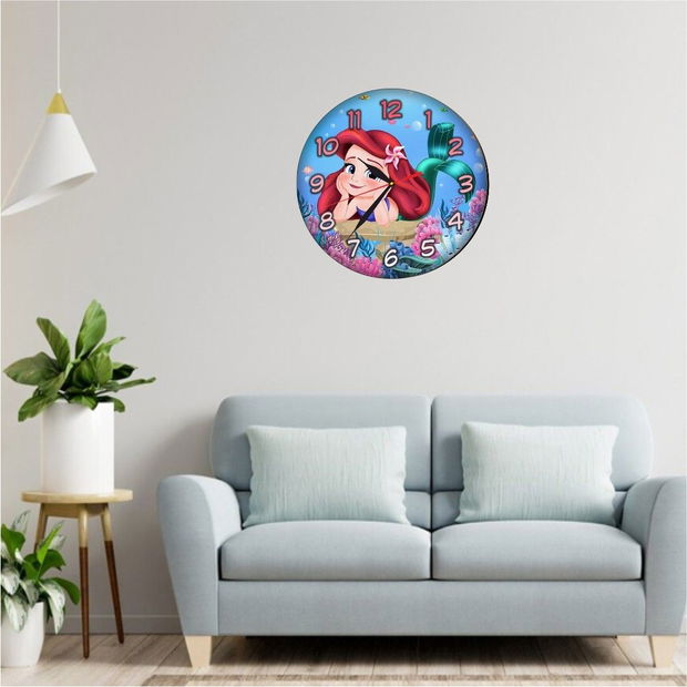 Ceas Disney, Mica Sirena, The Little Mermaid, Lemn, 40 cm, CSDUV054