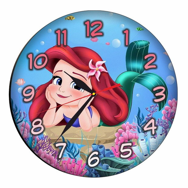 Ceas Disney, Mica Sirena, The Little Mermaid, Lemn, 40 cm, CSDUV054