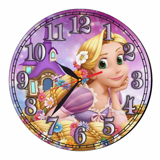 Ceas Disney, Rapunzel, Lemn, 40 cm, CSDUV057