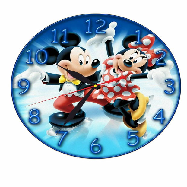 Ceas Disney, Mickey Mouse, Minnie Mouse, Lemn, 40 cm, CSDUV059