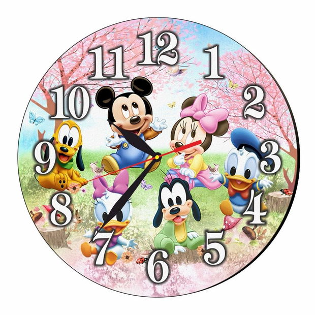 Ceas Disney, Mickey Mouse, Minnie Mouse, Donald, Pluto, Goofy, Lemn, 40 cm, CSDUV061