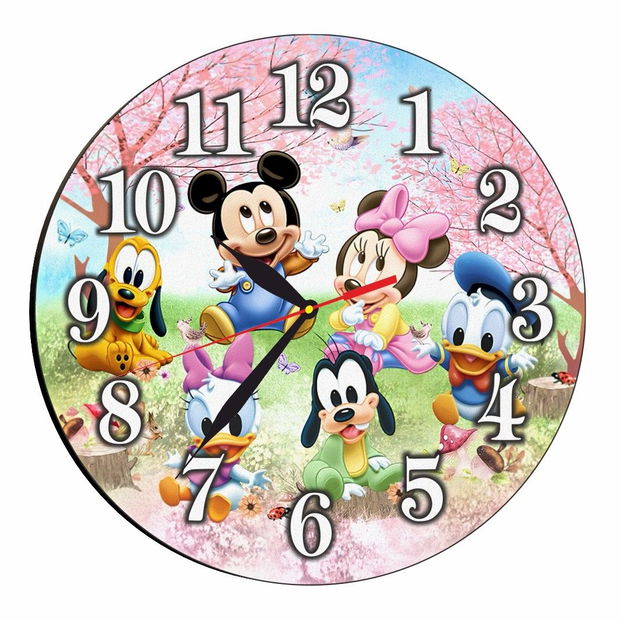 Ceas Disney, Mickey Mouse, Minnie Mouse, Donald, Pluto, Goofy, Lemn, 40 cm, CSDUV061