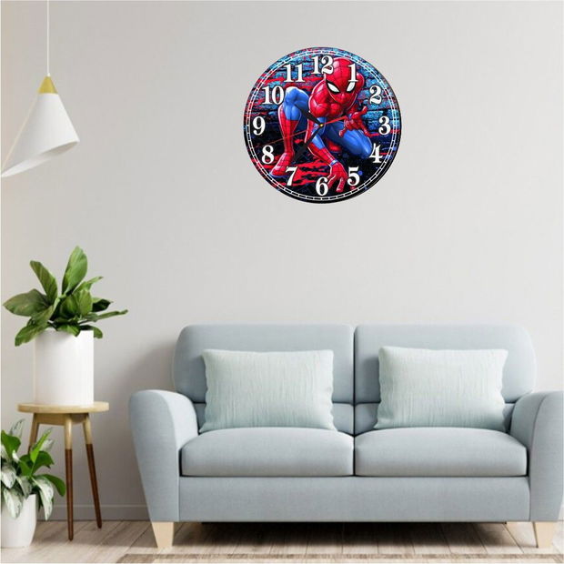 Ceas Disney, Spider-Man, Lemn, 40 cm, CSDUV063