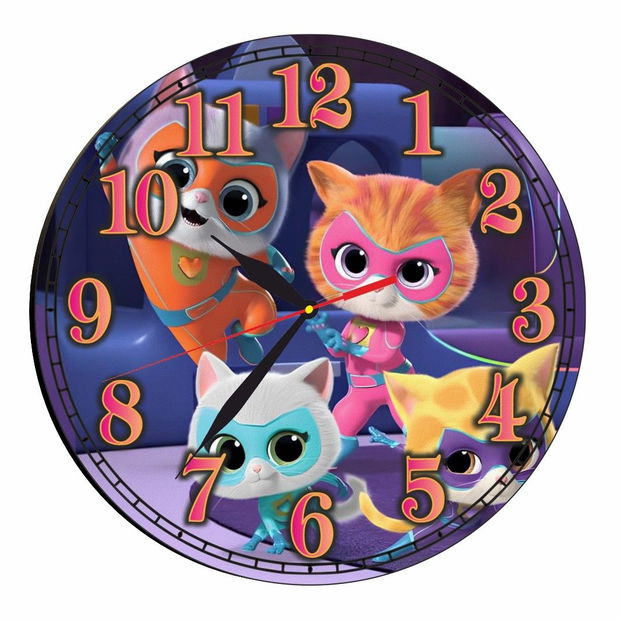 Ceas Disney, Super Pisicutele, Super Kitties, Lemn, 40 cm, CSDUV086