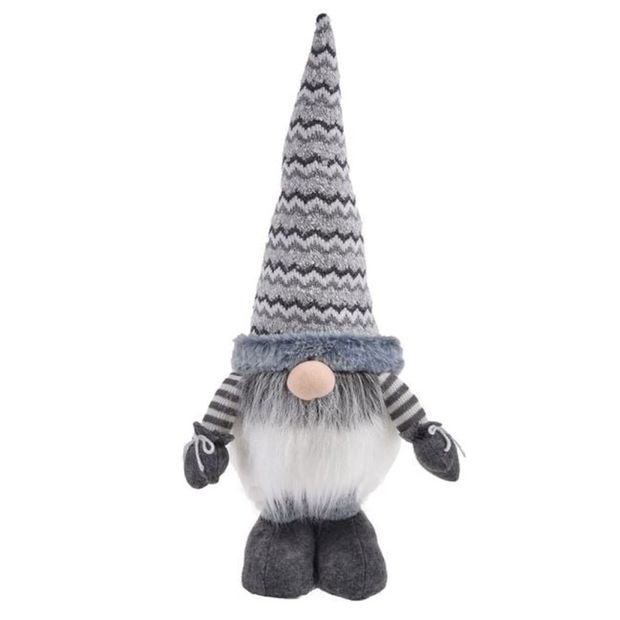 Decoratiune de Craciun, Figurina, Gnome, Gri, Picioare Extensibile, 58-84cm, DCJ426