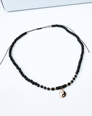 Colier obsidian, agat negru, onix si lava vulcanica - protectie