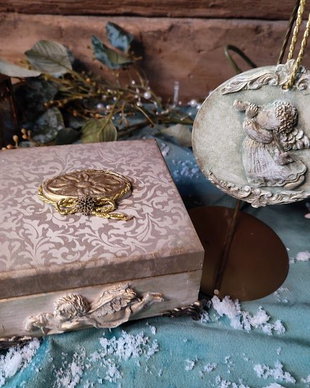Set caseta si decoratiune-Vintage Christmas