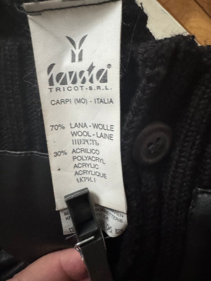 Cardigan gros lână și piele mărime M , Fausta Tricot