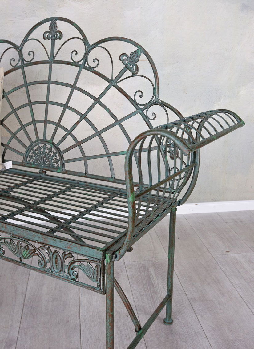Banca gradina din fier forjat antik green
