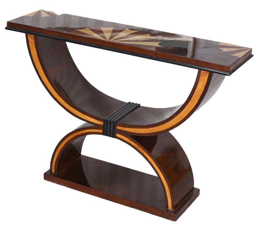 Consola Art Deco din lemn masiv furniruit