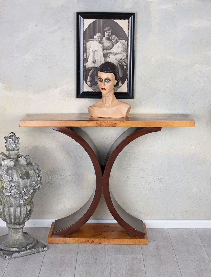 Consola Art Deco din lemn masiv furniruit