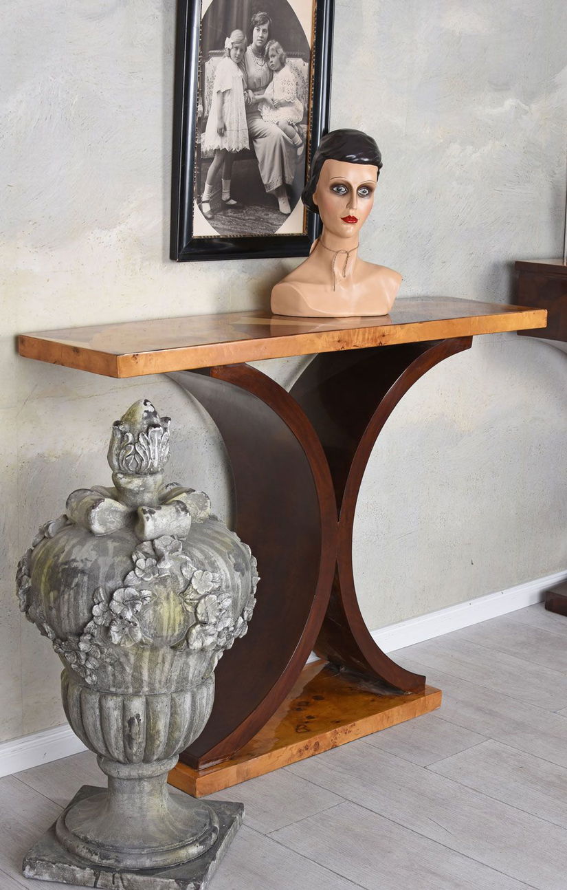 Consola Art Deco din lemn masiv furniruit