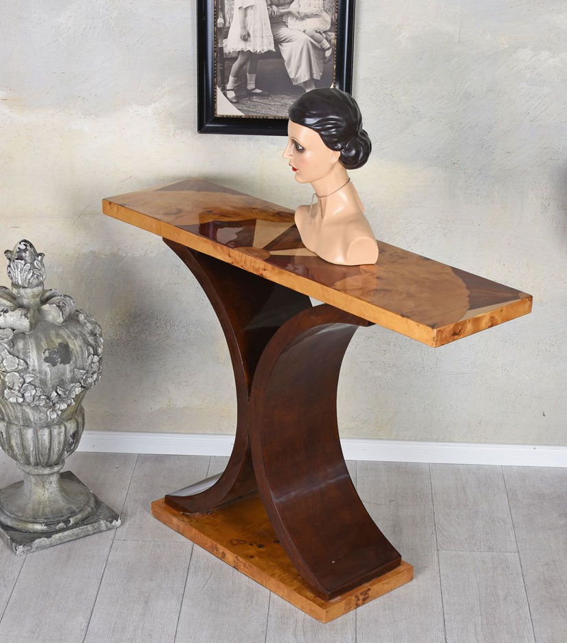 Consola Art Deco din lemn masiv furniruit